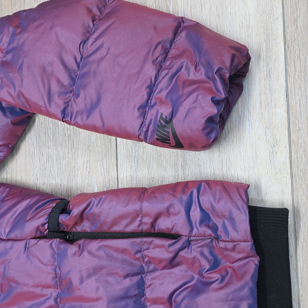 Nike Sportswear Womens Iridescent Asymmetrical Down Puffer Jacket Purple XS - Picture 5 of 13